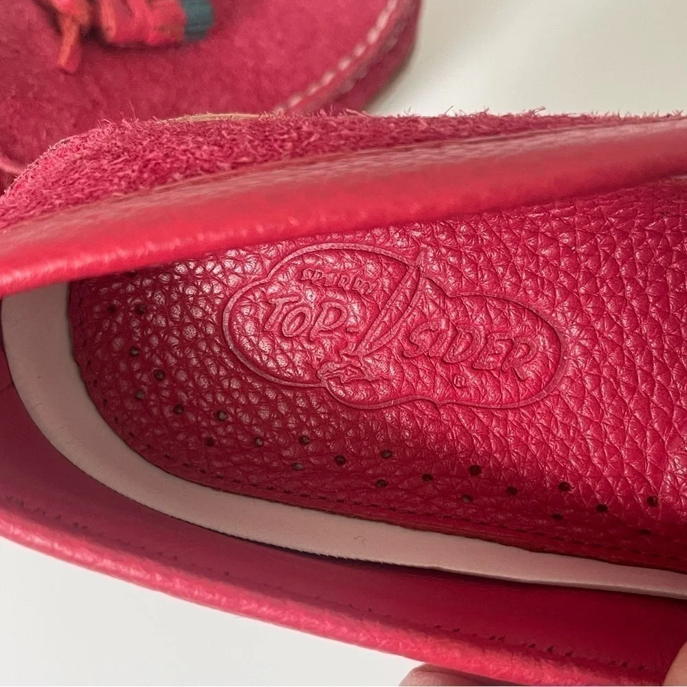 Sperry Cloud Authentic Original Red Suede Tassel Loafers Men Size 6 Rare Preppy